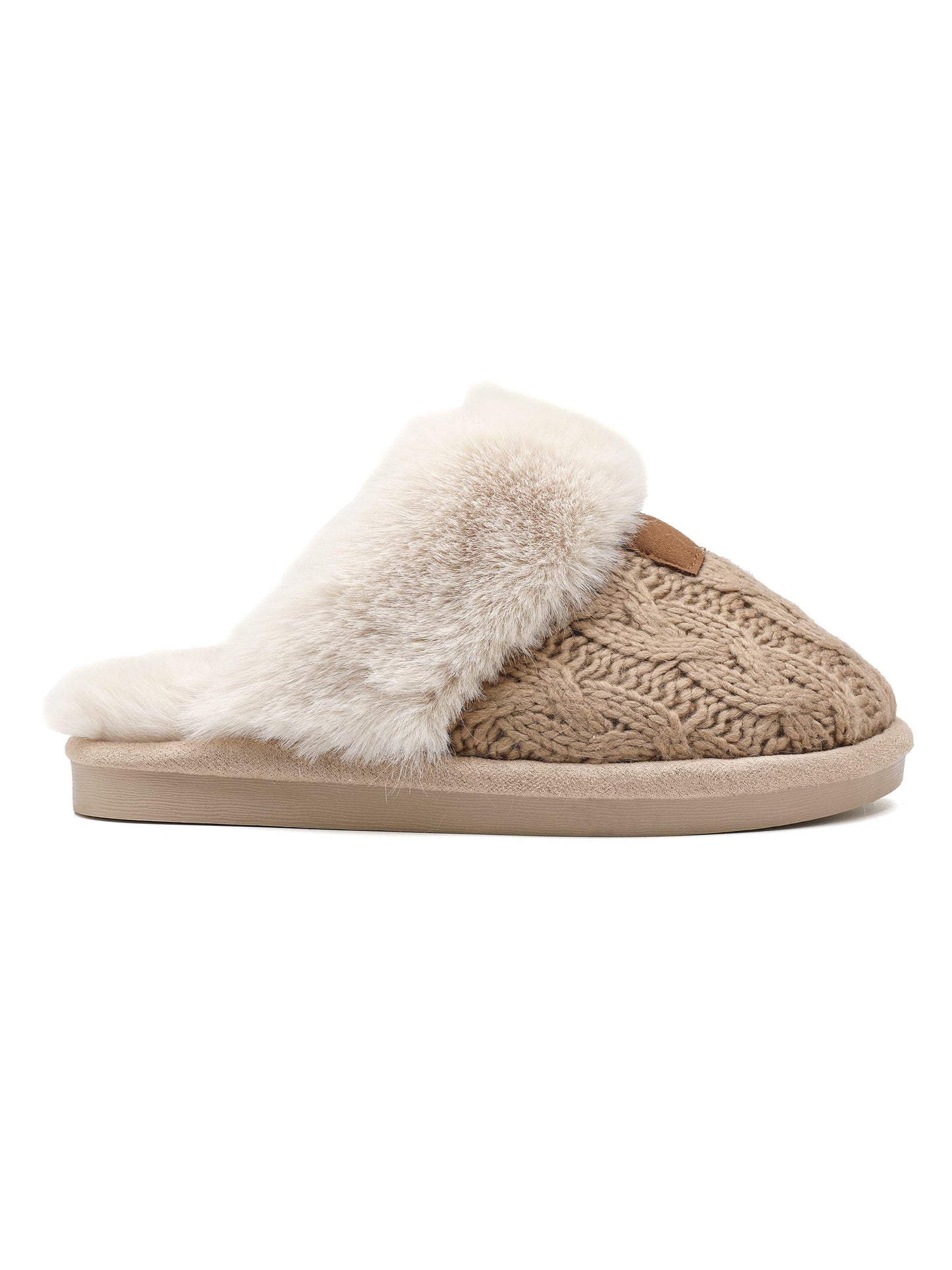 Beige Cuzy Kniited Slippers