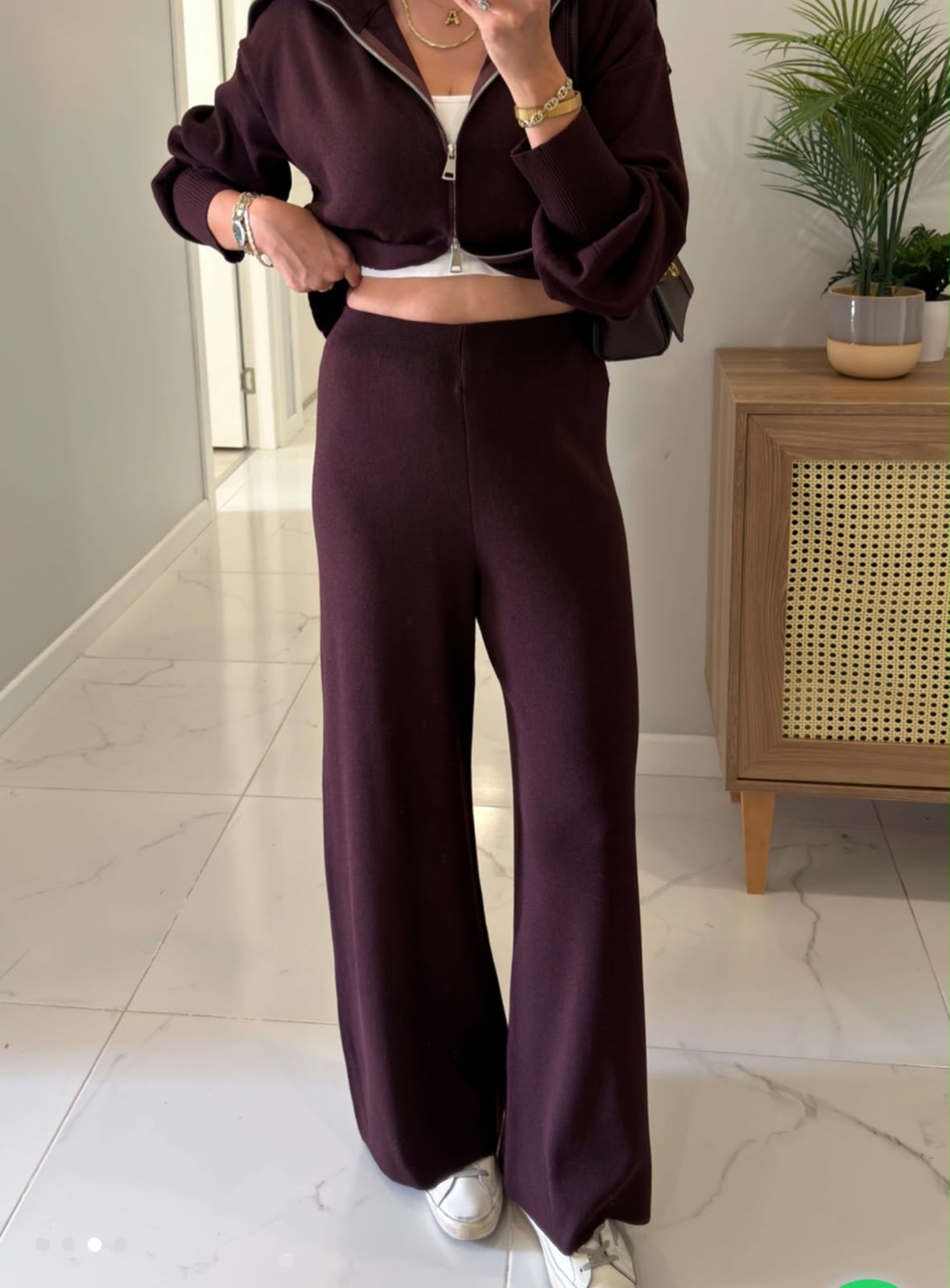 Set cafe burgundy eggplant double zipper