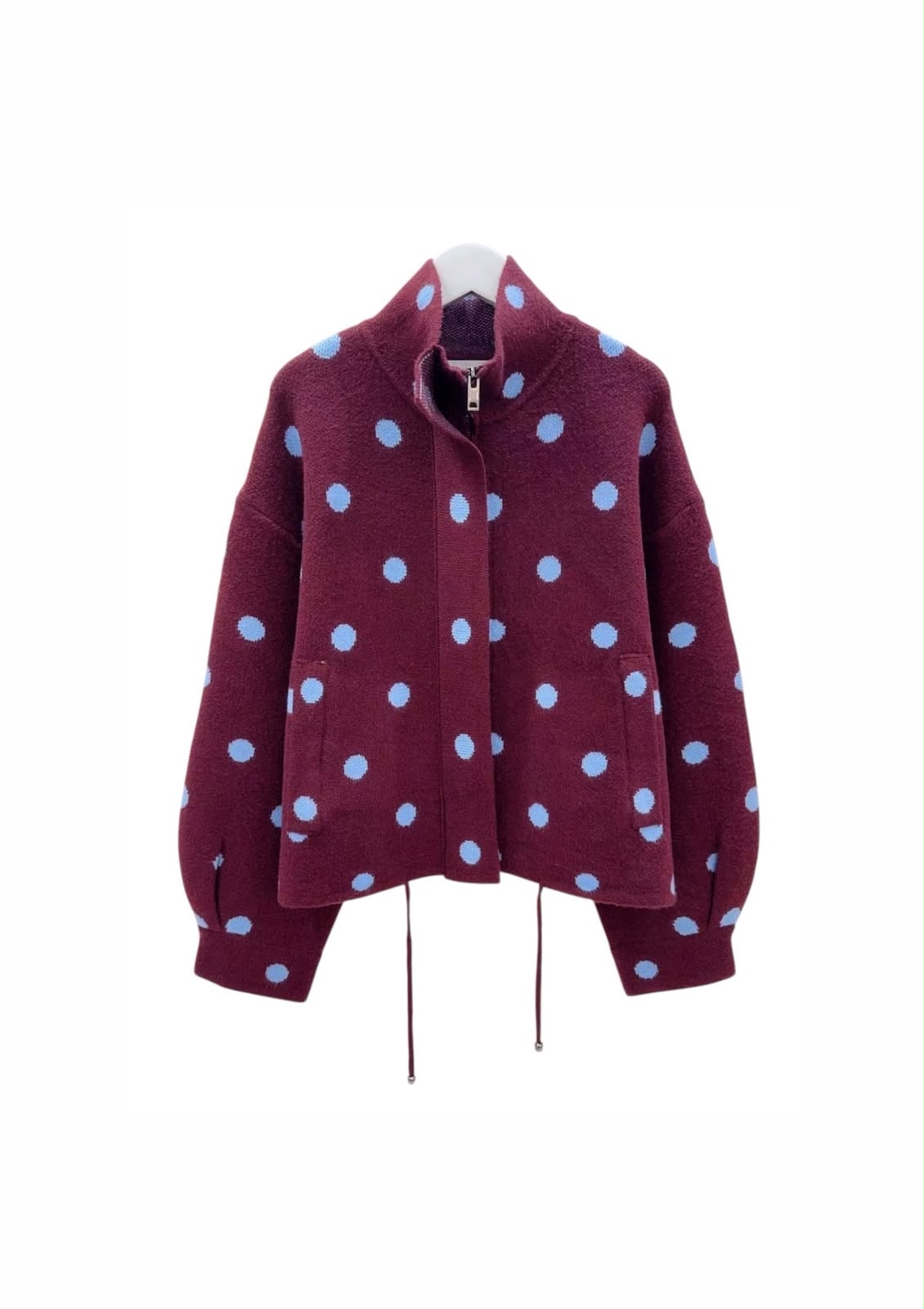 Jacket wool soft polka burgundy