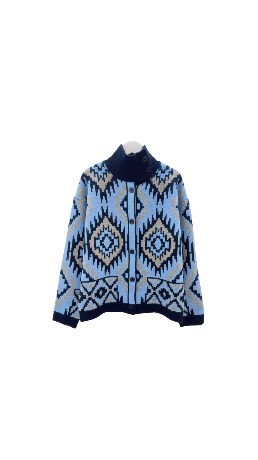 Jacket wool zegzag blue navy