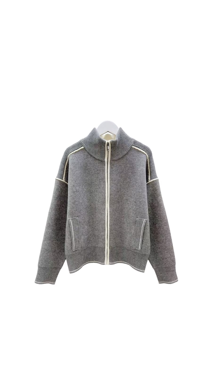 Jacket grey zipper doubled