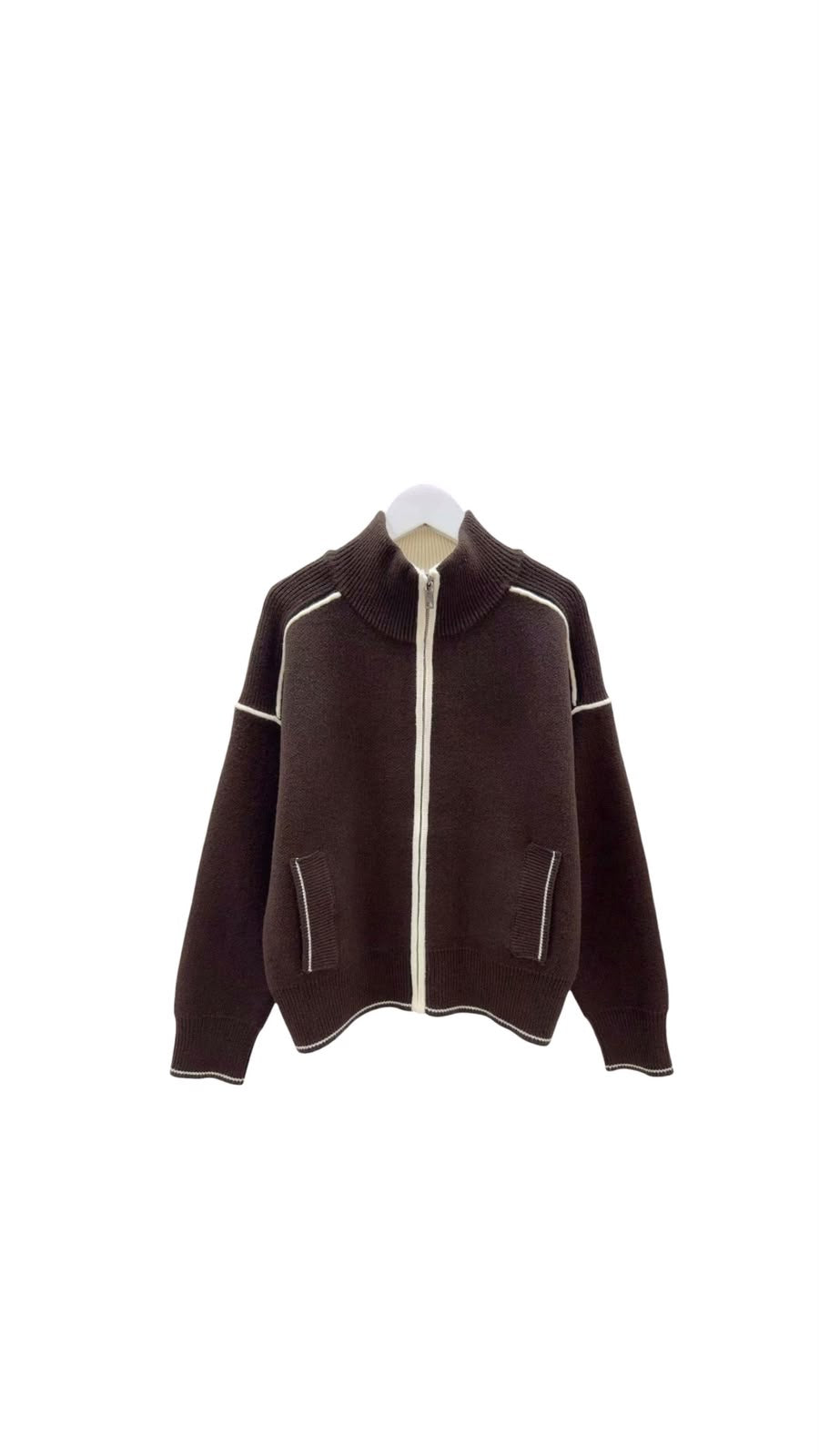 Jacket brown zipper doubled