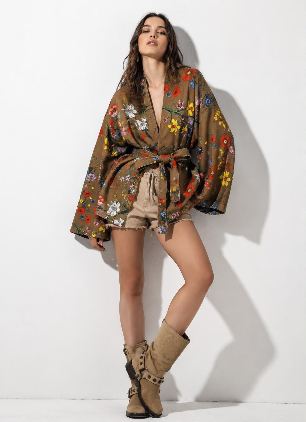 Jacket floral brown