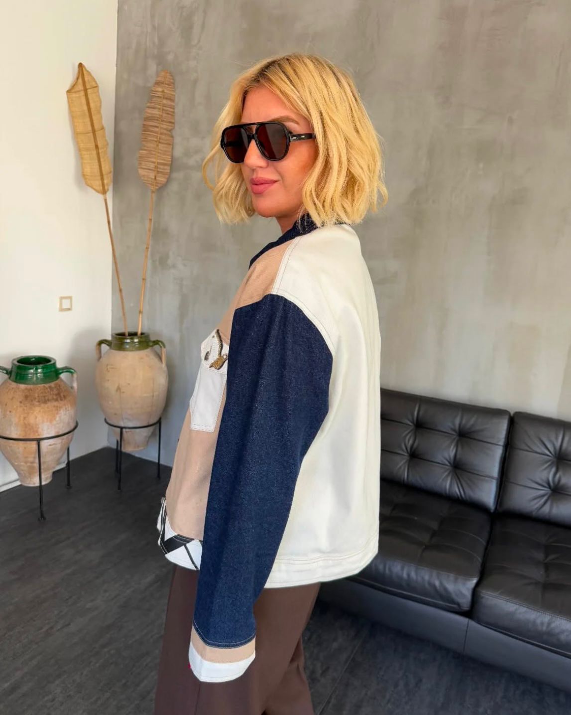 Jacket Denim Dark x Beige Bird