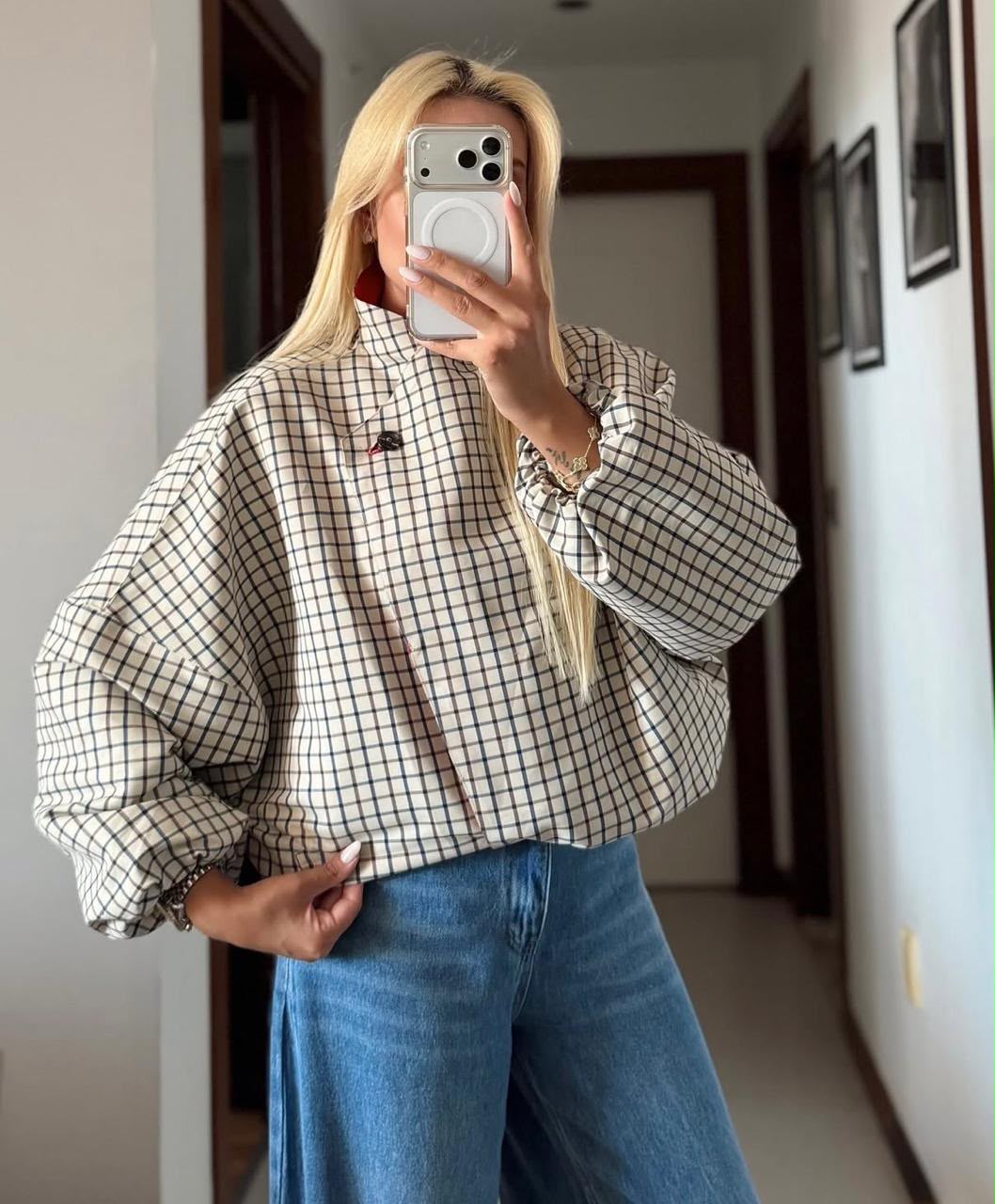 Jacket double face check red
