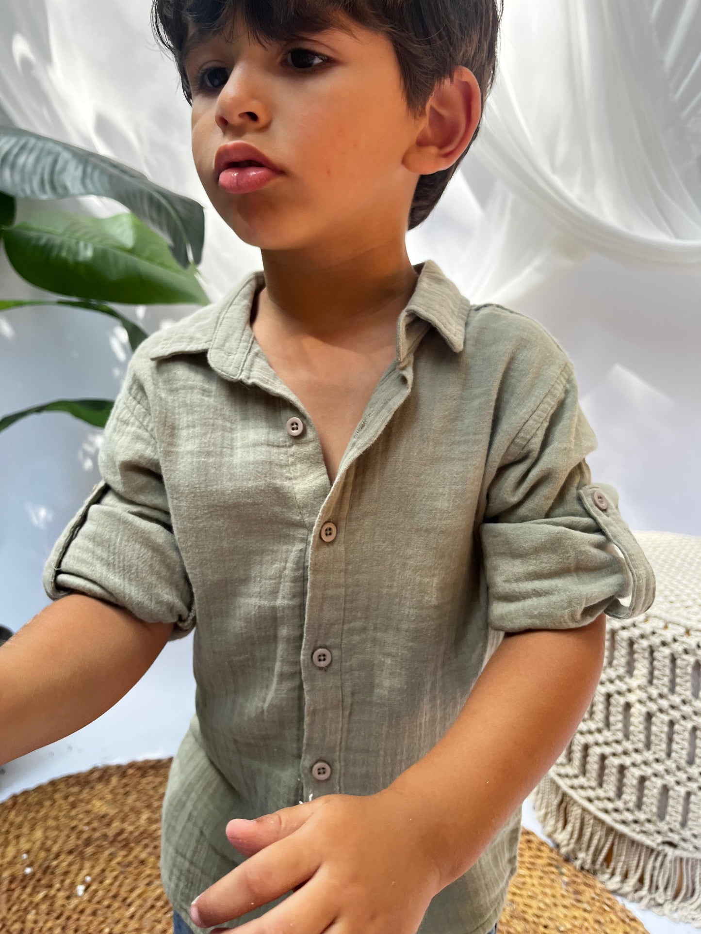 Linen Cotton Long Sleeves Olive
