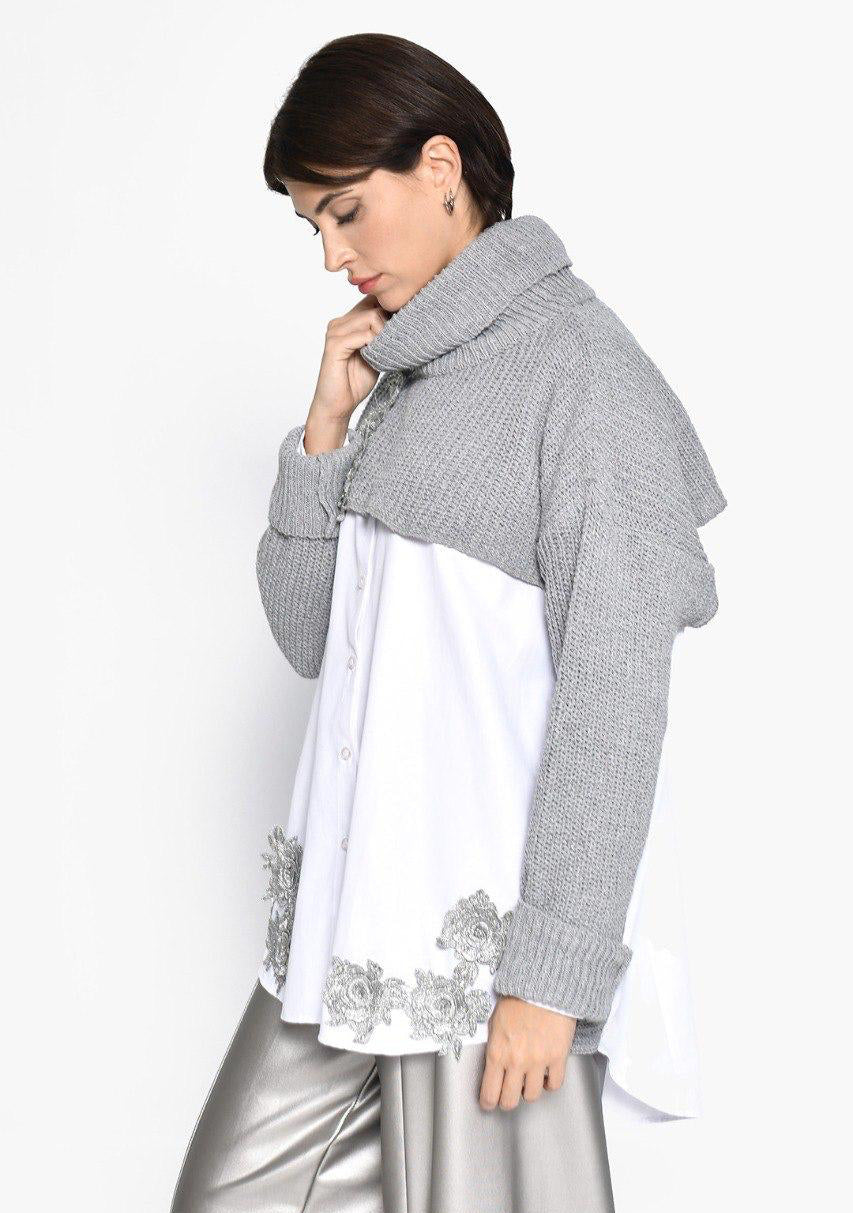Shirt Attached Grey Knit