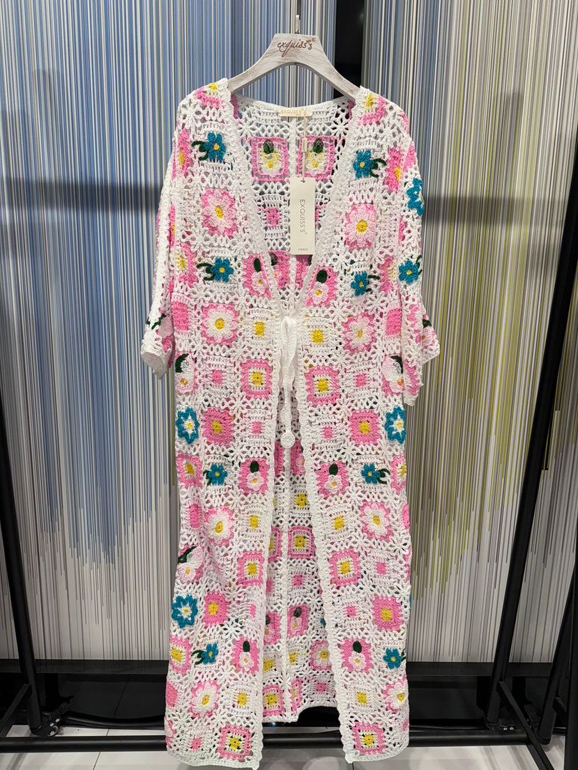 Crochet Long Kimono Colorful
