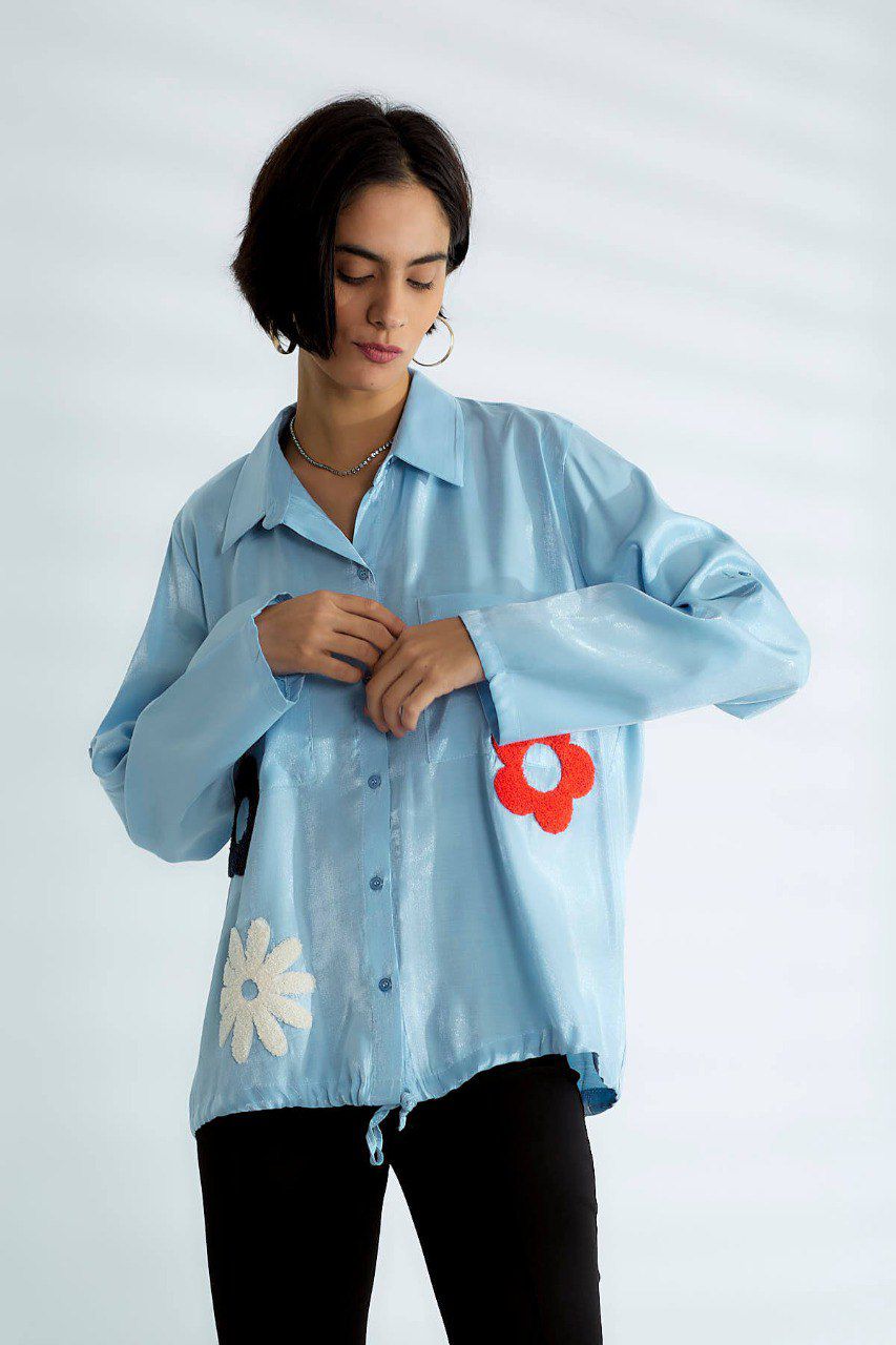 Chemise Light Blue 3 Flowers