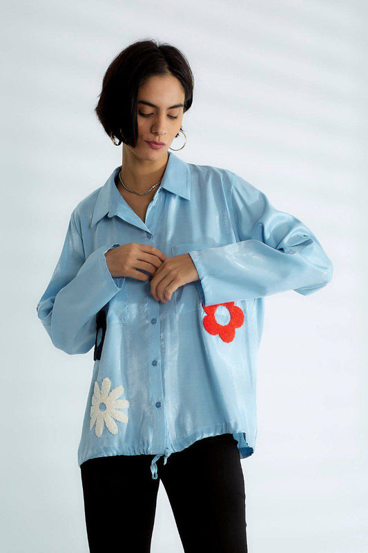 Chemise Light Blue 3 Flowers