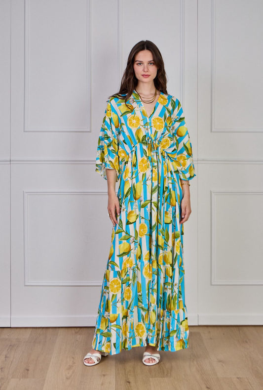 Dress Stripe Turquoise Lemon