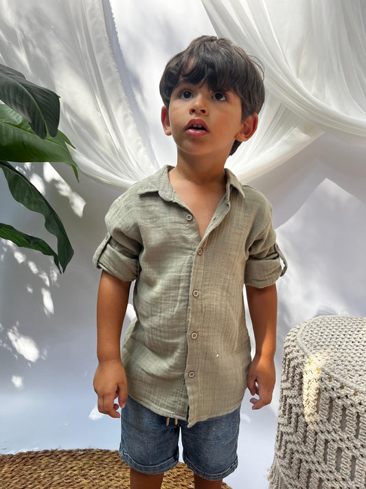 Linen Cotton Long Sleeves Olive