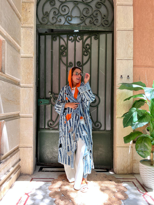 Denim Cutting Kimono