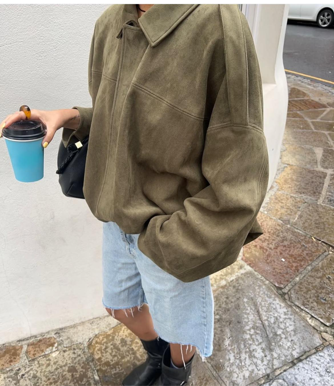 Bomber Suede Olive jacket