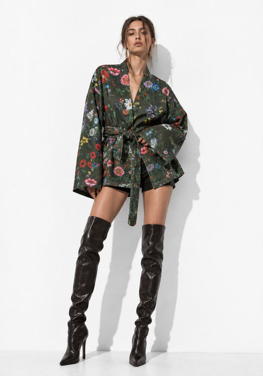 Jacket floral olive