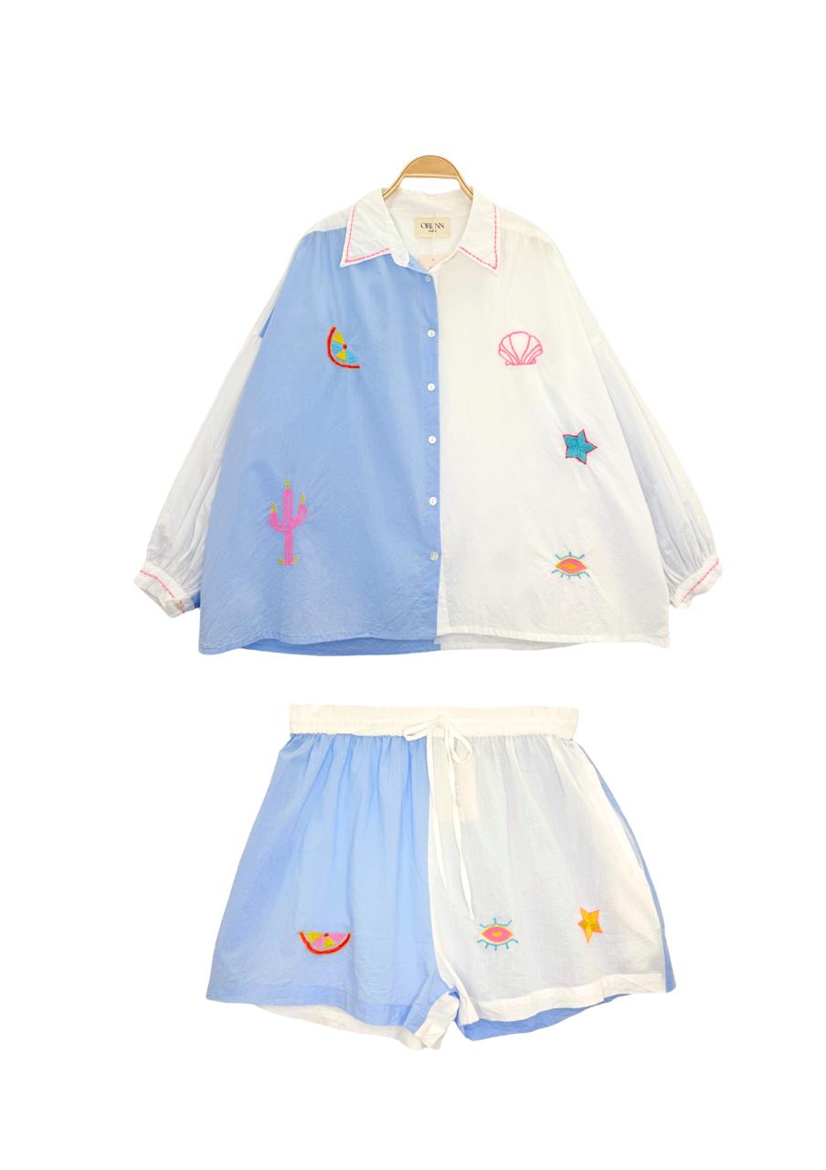 Set Orlin Half White Half Blue