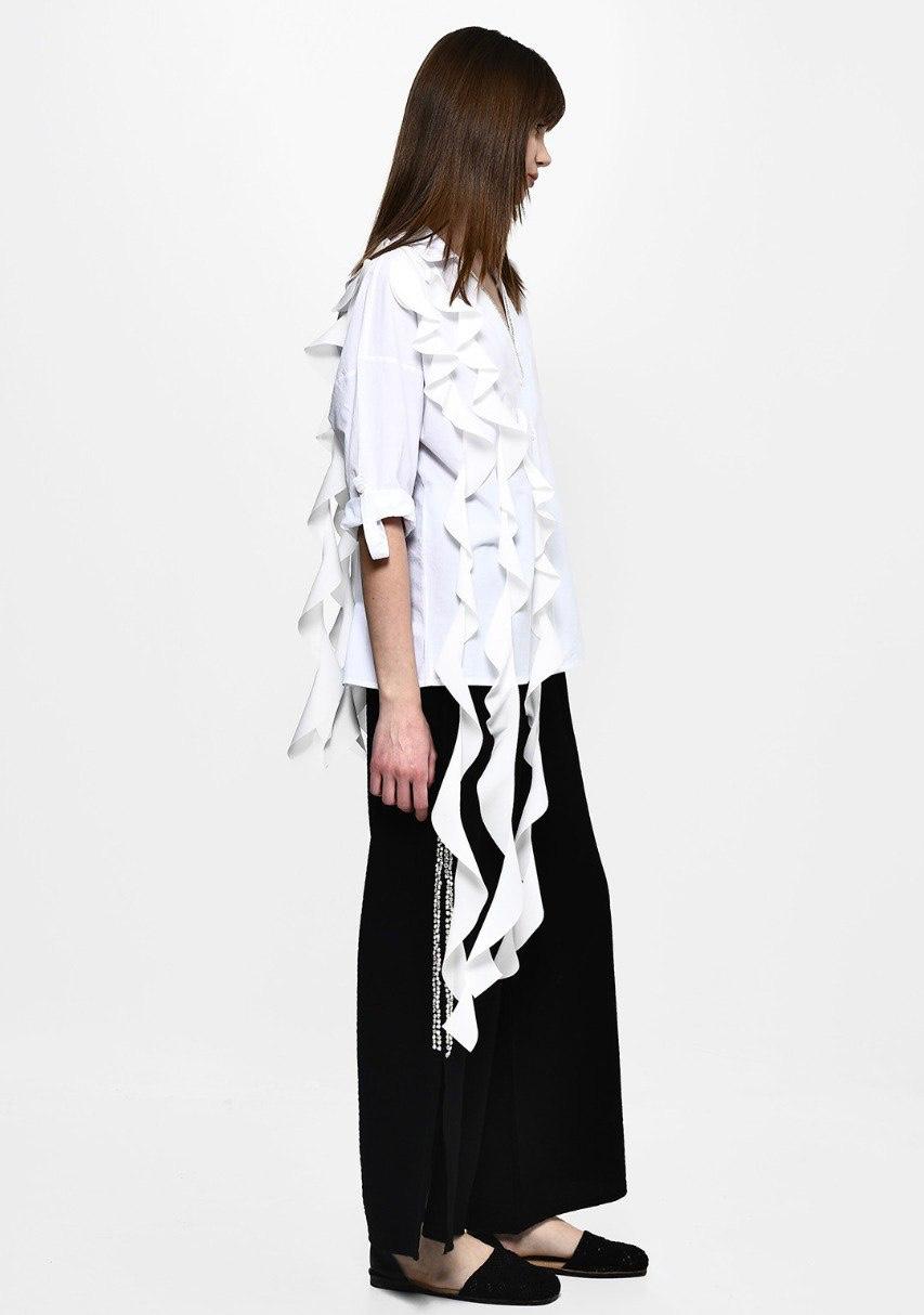Cotton White Shirt With Ruffle
