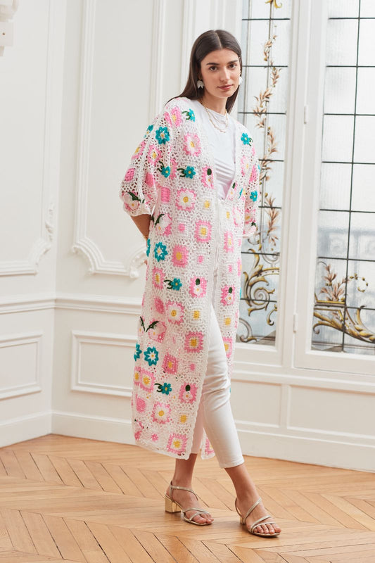 Crochet Long Kimono Colorful
