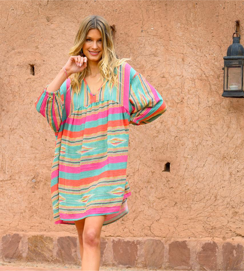 Short Dress Gold Silver Stripe