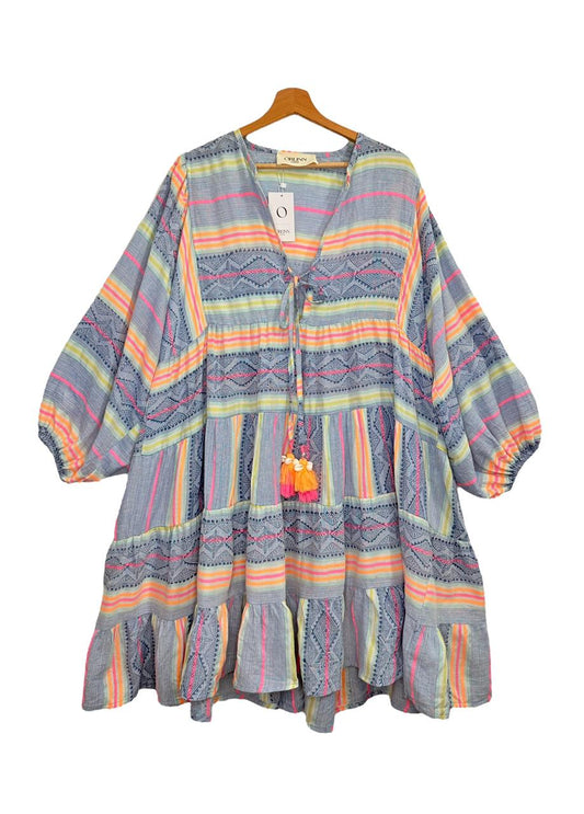 Short Orlinn Dress Stripe Blue x Orange