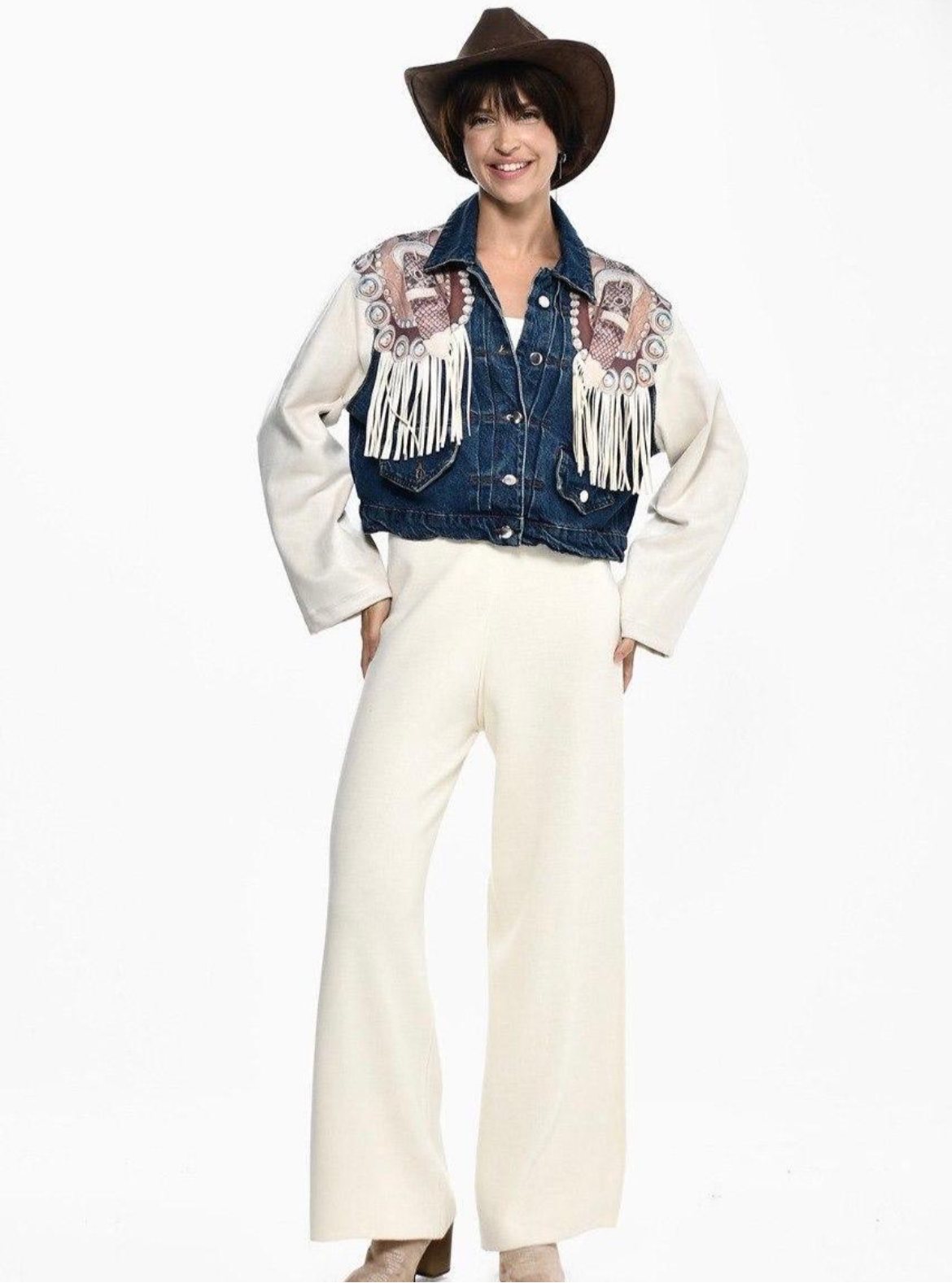 Denim Fringes Printed DQ