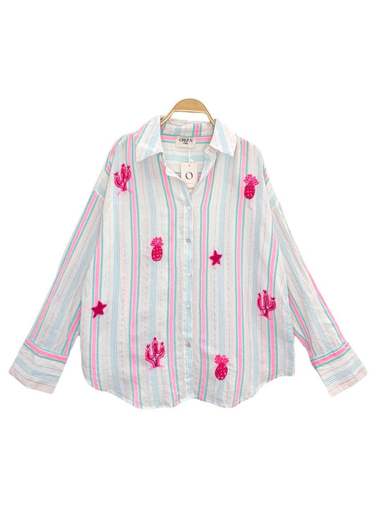 Orlin Shirt Stripe Pink x Mint