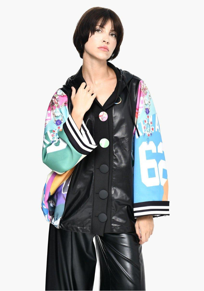 Black leather button colorDQ