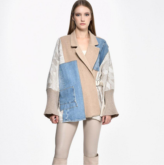 Jacket Beige Printed Wool