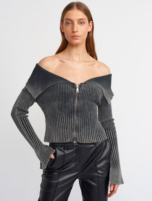 Grey Zipper Pullover