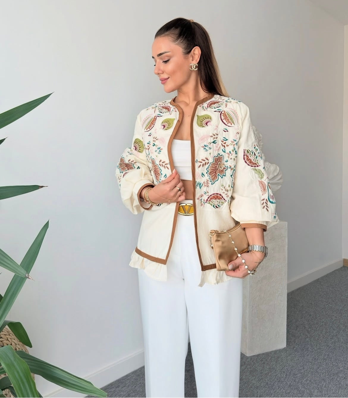 Embroidery Off White Ruffles