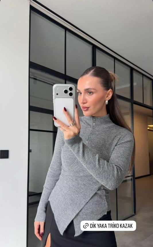 Grey crisscross knit