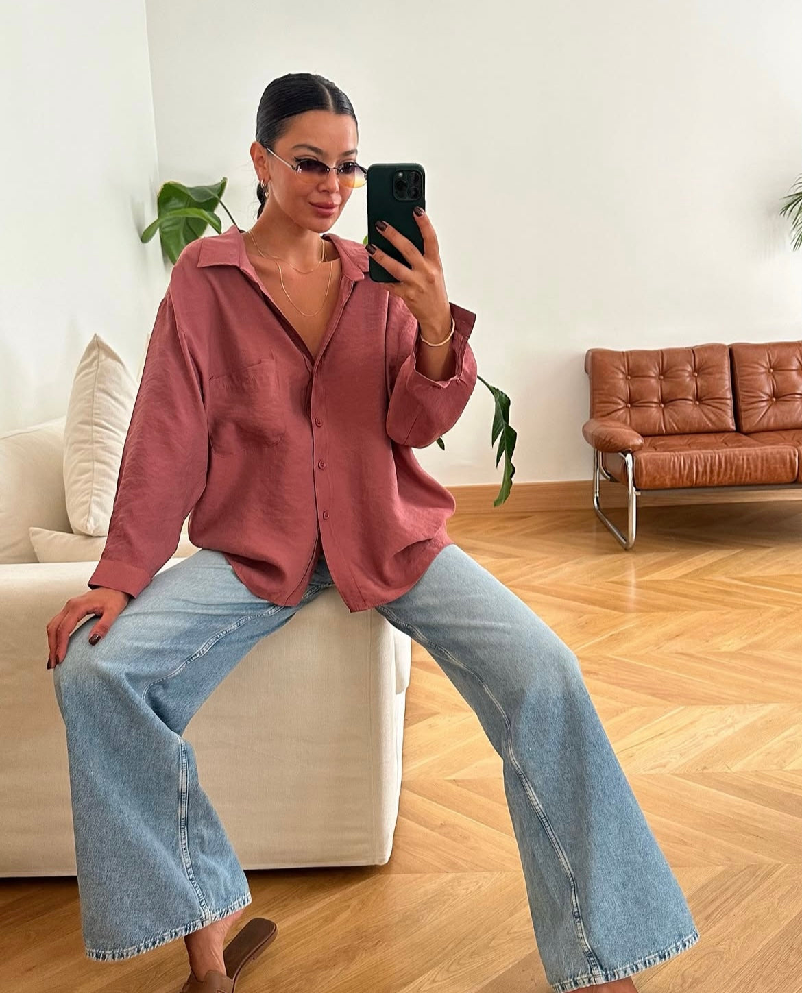 Shirt burnt orange Plain