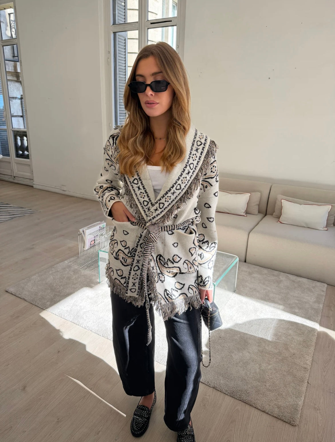 Bandana cardigan white