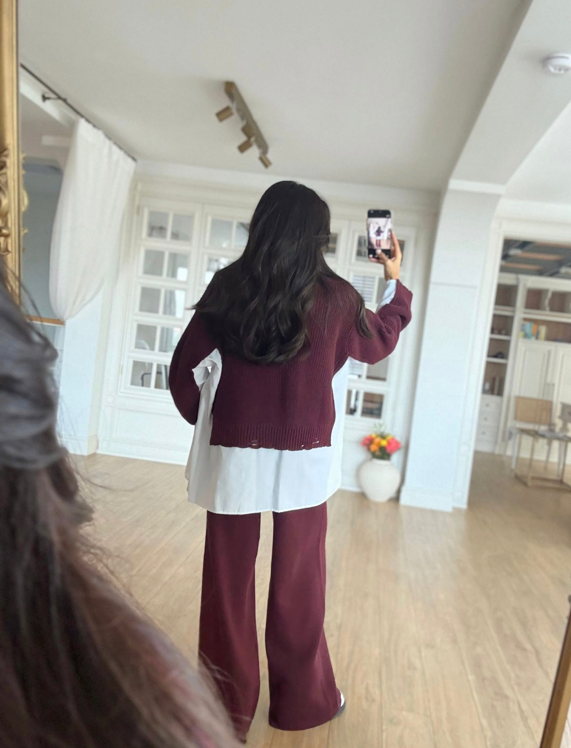 Set attached shirt burgundy