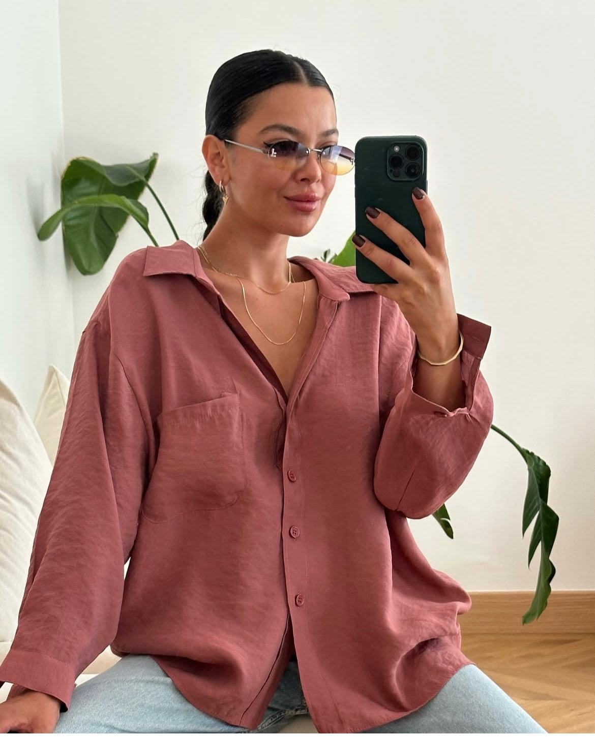 Shirt burnt orange Plain