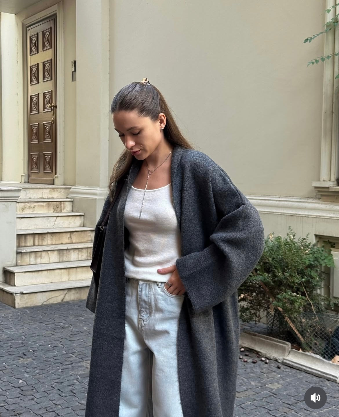 Wool dark grey cardigan