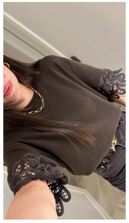 Shirt brown lace