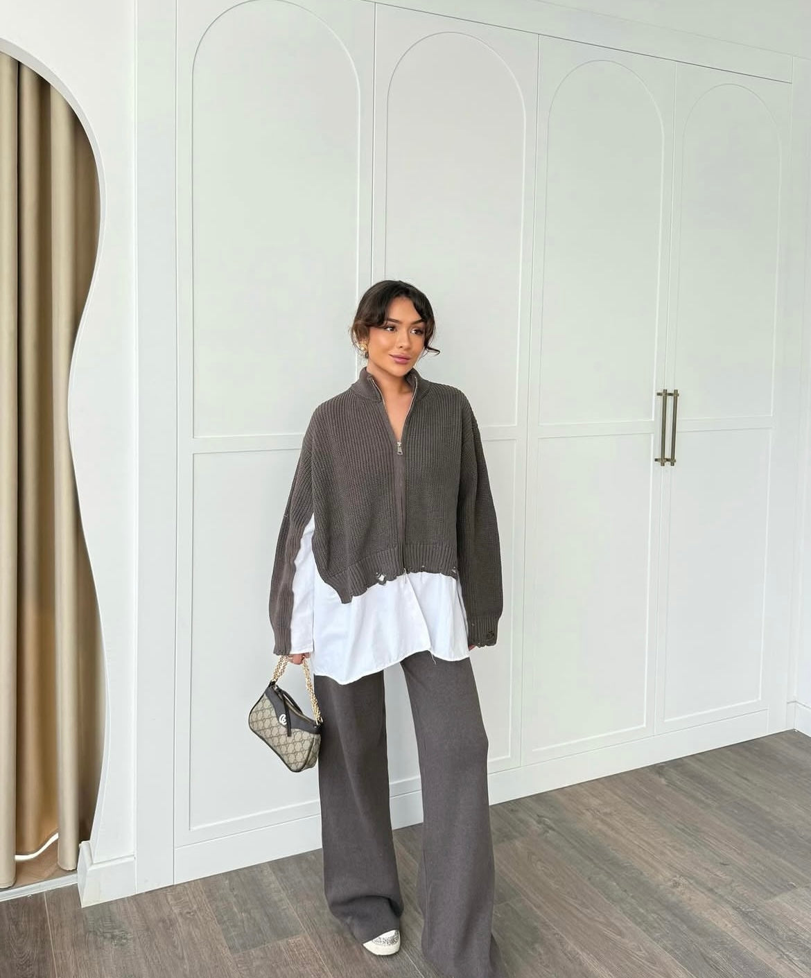 Set attached shirt light Brown