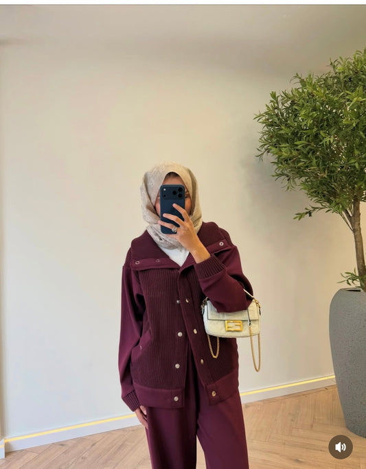 Soft knit burgundy set