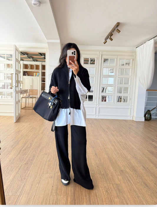 set attached shirt black