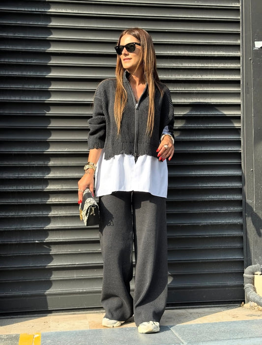 set attached shirt black