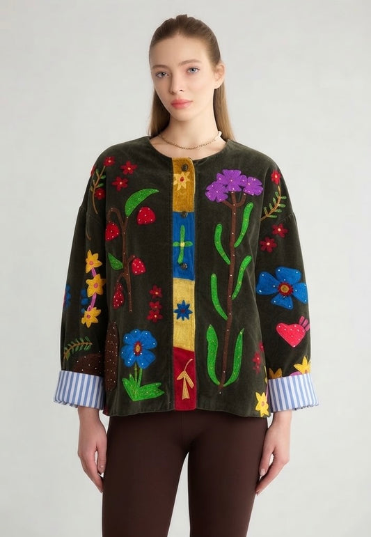 Jacket multicolor olive stripped