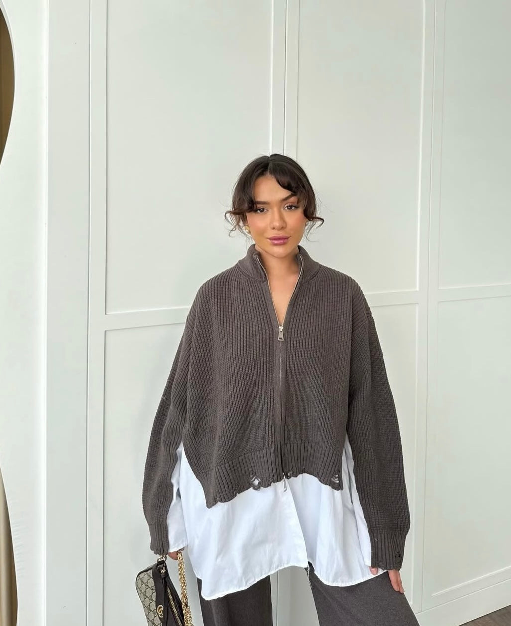 Set attached shirt light Brown