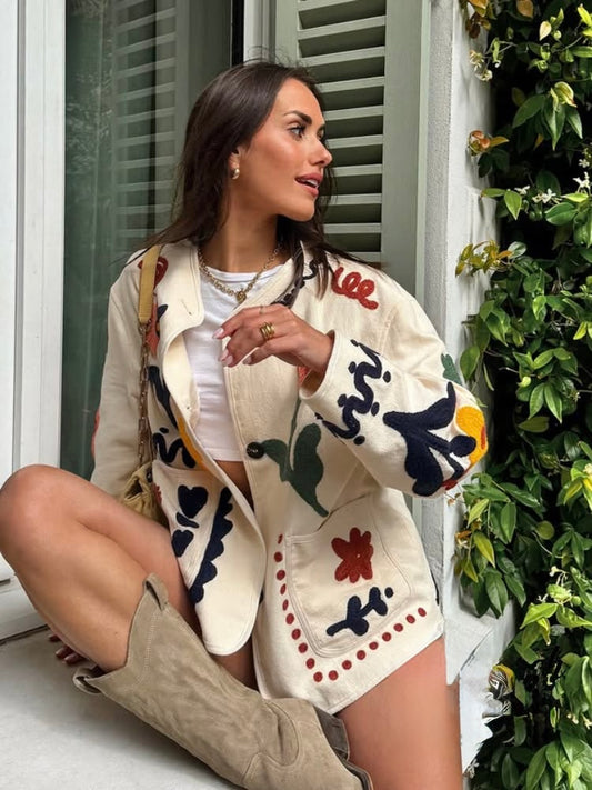 Jacket embroidery flower