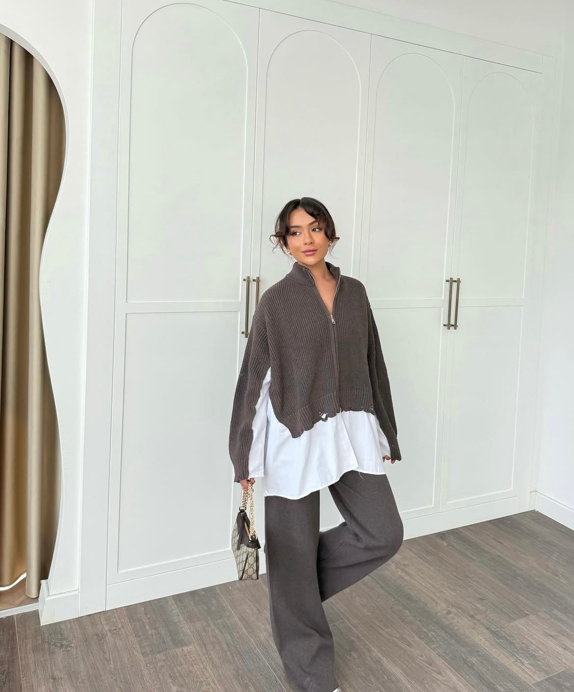 Set attached shirt light Brown