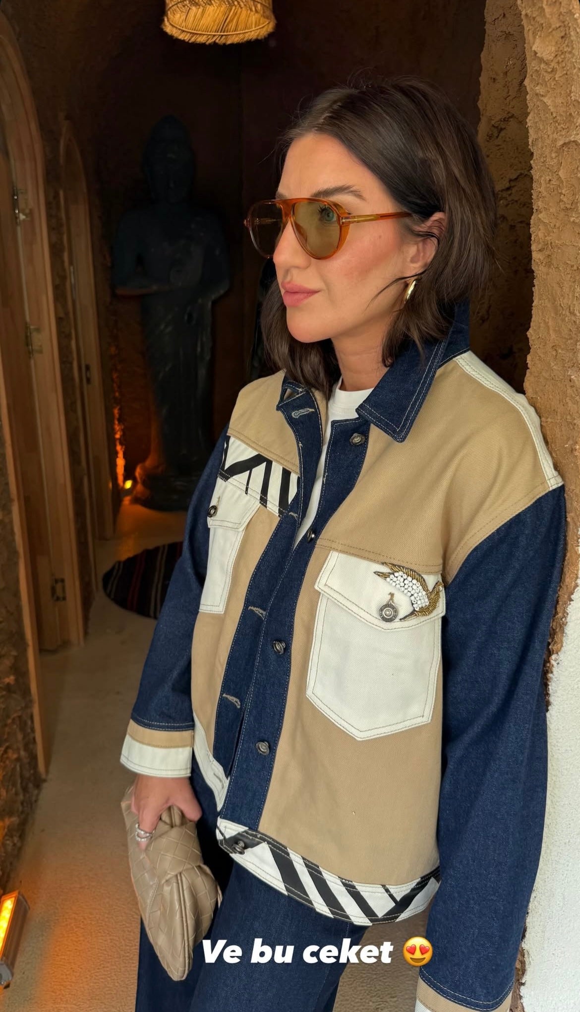 Jacket Denim Dark x Beige Bird