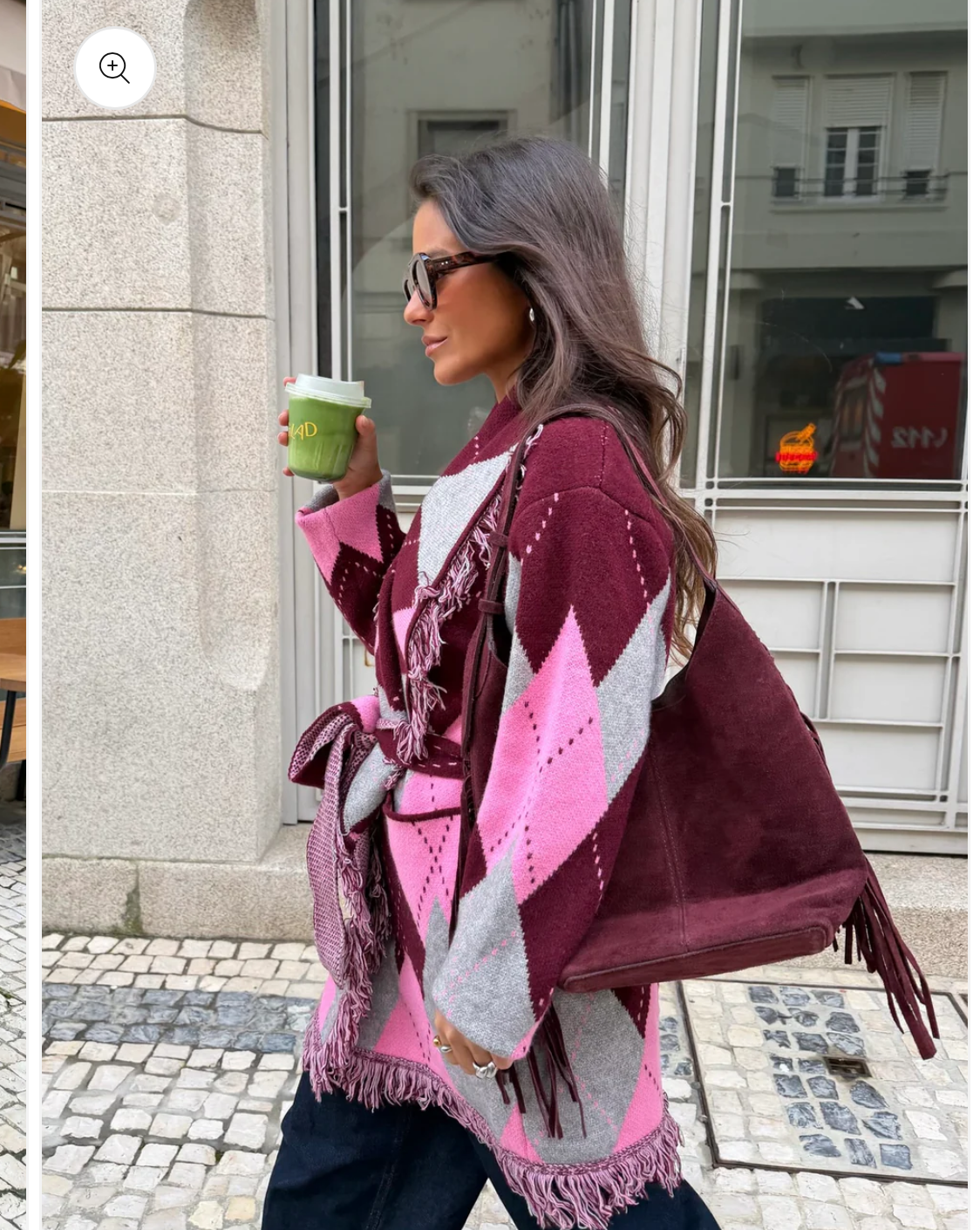 Cardigan argyle pink burgundy