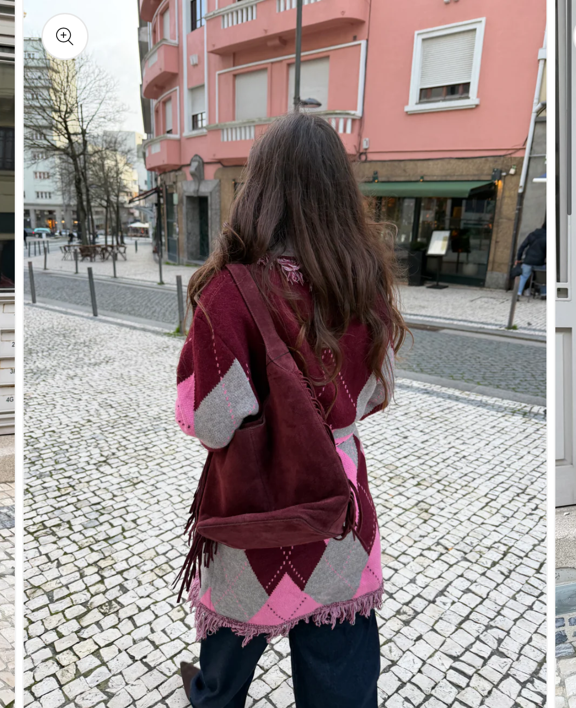 Cardigan argyle pink burgundy