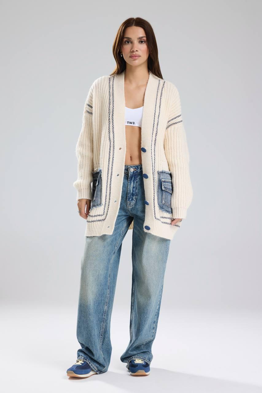 Offwhite knit denim