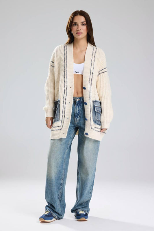 Offwhite knit denim